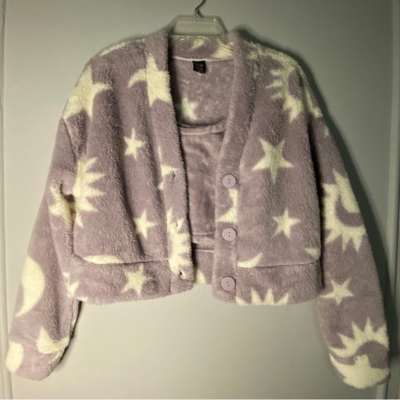 COLD CRUSH 2pc Moon Star Plush Crop Tank Sweater M - Picture 2 of 5